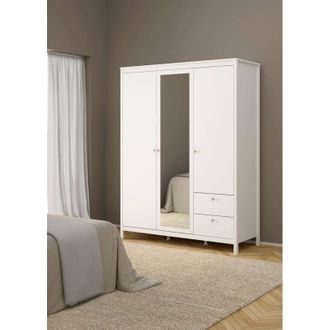 Dmora Dmora - Armario 3 Puertas Rufina, Muebles De Dormitorio, Vestidor, Armario De Ropa, 150x58 H199 Cm, Blanco