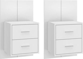 vidaXL Mesitas De Noche De Pared 2 Unidades Blancas Vidaxl