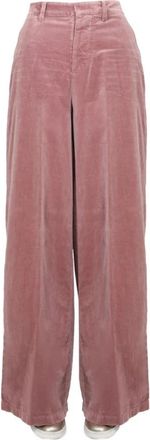 Dsquared2 Velvet Wide-Leg Pants - Dames - Wijde Broeken - Roze - M - Katoen - Broeken