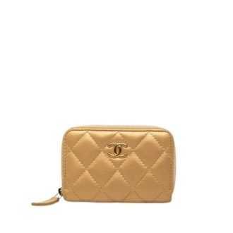 Chanel Pre-owned Quilted Coin Purse - Dames - Pre-owned - Beige - Maat: ONE Size Leer