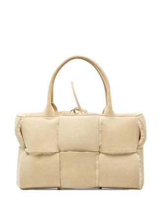 Bottega Veneta 2012-2025 Small Suede and Shearling Maxi Intrecciato Arco tote bag - Brown