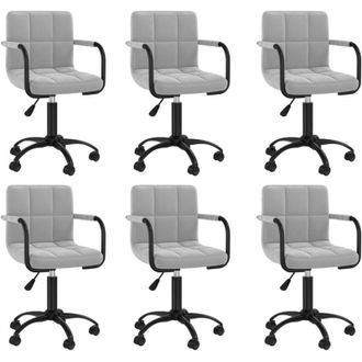vidaXL Sillas De Comedor Giratorias 6 Uds De Terciopelo Gris Claro Vidaxl