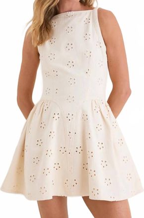 Saylor May Daisy Eyelet Denim Dress In Cream