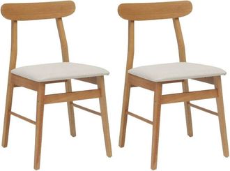 vidaXL Silla De Comedor 2 Pcs Natural Y Claro Madera De Caucho S&oacute;lido Vidaxl
