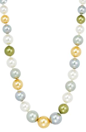 Savvy Cie Jewels GRADUATING 10.00mm-14.00mm MULTI COLOR SHELL PEARL NECKLACE