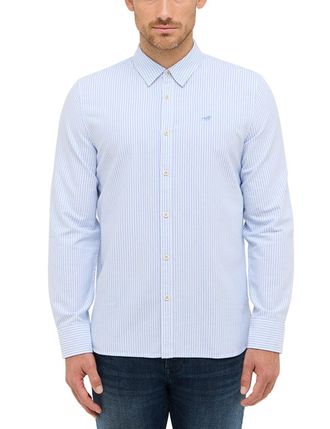 Mustang Langarmhemd MUSTANG Herren Style Edinburg, Herren, Gr. 3XL, US-Gr&ouml;ssen, blau (blau 12801), Twill, 100% Baumwolle, gestreift, slim fit, Hemden Langarmh