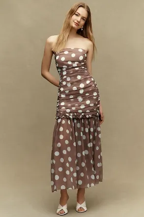 Elliatt Sola Polka Dot Strapless Maxi Dress