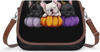 Generic French Bulldog Pumpkin Crossbody Bags for Women Shoulder Messenger Bag Purse Handbags