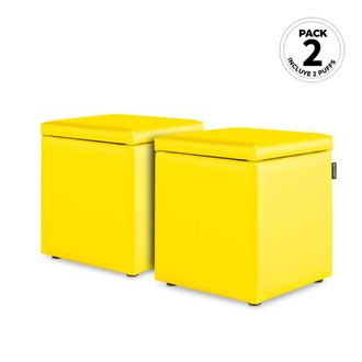 Happers Happers - Puff Cubo Arc&oacute;n Polipiel Amarillo Pack 2 Unidades Amarillo