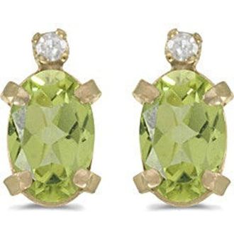 Allurez Oval Studs Earrings 14k in Peridot at Nordstrom