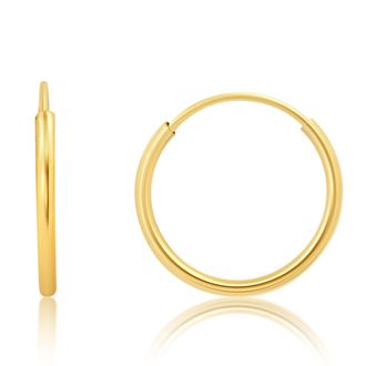 MAX + STONE 14k Yellow Gold 1mm Tube Flex Continuous Hoop Earrings 10MM-25MM
