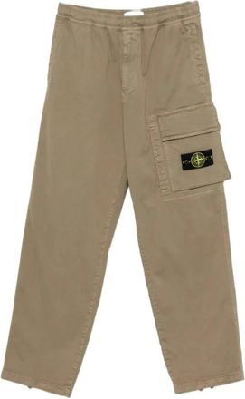 Stone Island Pantalone Loose - Heren - Straight fit broeken - Groen - W36 - Katoen - Broeken
