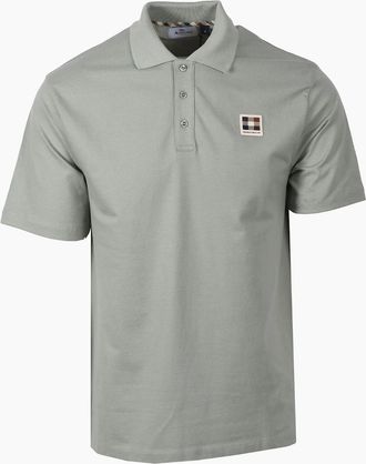 Aquascutum Mens AQUASCUTUM CHECK POLO SHIRT SALVIA - Grey - Size: 40