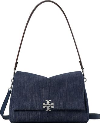 Tory Burch Charlie Denim Shoulder Bag in Midnight at Nordstrom