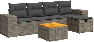 vidaXL Vidaxl - Set De Muebles De Jard&iacute;n 6 Pzas Y Cojines Rat&aacute;n Sint&eacute;tico Gris