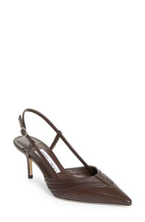 Jimmy Choo London Afia Pointed Toe Slingback Pump in Chocolate/Chocolate at Nordstrom, Size 10.5Us