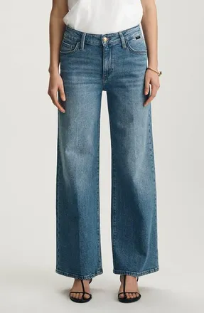 Mavi Paloma Mid Rise Wide Leg Jeans in Mid Brushed Gold at Nordstrom, Size 28 X 28