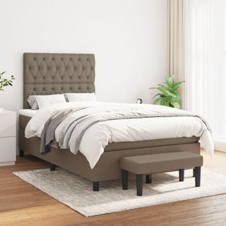 vidaXL Vidaxl - Cama Box Spring Con Colch&oacute;n Tela Gris Taupe 120x200 Cm