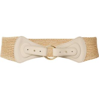 B-Low The Belt Willa Leather & Straw Belt in Latte Gold at Nordstrom, Size Large