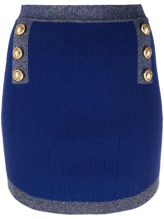 Balmain Rok verfraaid met knoop - Blauw