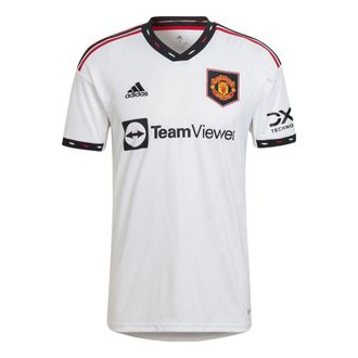 adidas Manchester United Fan Edition Soccer/Football V neck Stripe Logo Short Sleeve White H13880