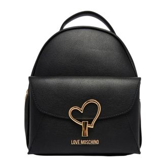 Love Moschino Backpacks, female, Black, Size: ONE SIZE Heart Detail Backpack