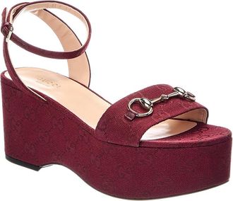 Gucci Gg Supreme Canvas & Leather Wedge Sandal