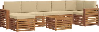 vidaXL Conjunto De Sof&aacute;s De Exterior 8 Uds. Natural Y Beige Vidaxl