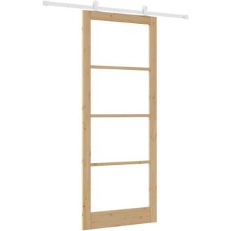 vidaXL Puerta Deslizante Orkdal Marr&oacute;n 93 X 232 Cm Madera Y Metal Vidaxl
