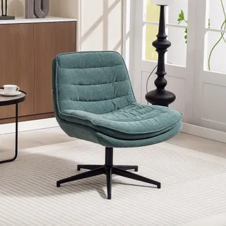 STILVORA Sedia Da Ufficio Ergonomica, Seduta Ampia A U, Schienale Curvo, Altezza Regolabile E Girevole, In Lino, Verde Scuro
