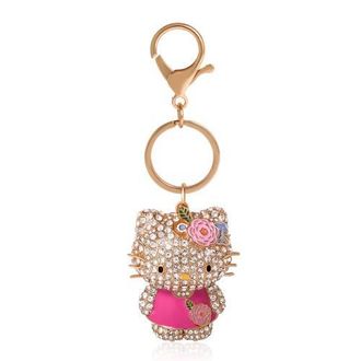 Hello Kitty Sanrio Hello Kitty Pink Crystal Flower Bling Keychain Bag Charm in Pink/gold at Nordstrom