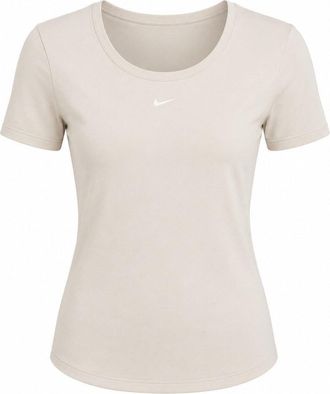 Nike Damestop Met Strakke Ronde Rug En Miniribbels In De Kleur Licht Orewood Bruin