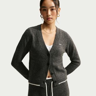 Nike Womens Nike Sportswear Chill Knit Slim Cardigan in Black | IM5513-032
