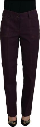 Bencivenga Paarse Katoenen Tapered Broek - Dames - Slim Fit Broeken - Paars - 2XL - Katoen - Broeken