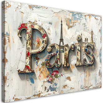 Feeby Impresi&oacute;n De Imagen, Cartel De Par&iacute;s Shabby Chic Vintage, 120x80
