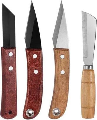 OEM Juego De 4 Herramientas De Injerto Para &Aacute;rboles Frutales: Cuchillo De Injerto Para Jardiner&iacute;a, Cuchillo De Cosecha Port&aacute;til Multiusos, Marr&oacute;n
