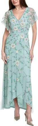 Adrianna Papell Flutter Sleeve Beaded Wrap Dress