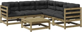 vidaXL Juego De Sof&aacute;s Jard&iacute;n 6 Pzas Con Cojines Madera Pino Impregnada Vidaxl