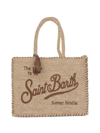 MC2 Saint Barth Rectangular Woven Tote Bag with Decorative Tassel