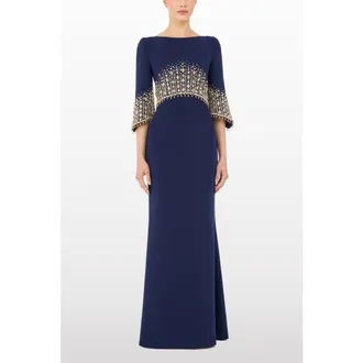 Jenny Packham Electrica Embellished Maxi Dress in Midnight Kiss at Nordstrom, Size 10 Uk