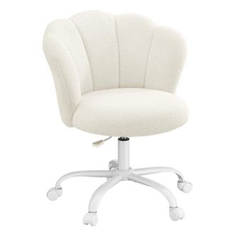 Songmics Silla de oficina giratoria acolchada de tela de peluche color blanco