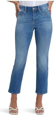 NYDJ Petite Marilyn Straight Ankle Floral Pocket Jeans Womens Clothing Pacifica : 14P 25, Cotton/Denim/Elastane