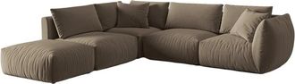 MICADONI Modulares 4-Sitzer Design Ecksofa Chris mit Ottomane und Eckteil links - Samtbezug