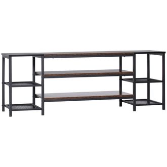 HOMCOM TV Unit Cabinet for TVs up to 60Inches with Shelves Brown and Black | TJ Hughes