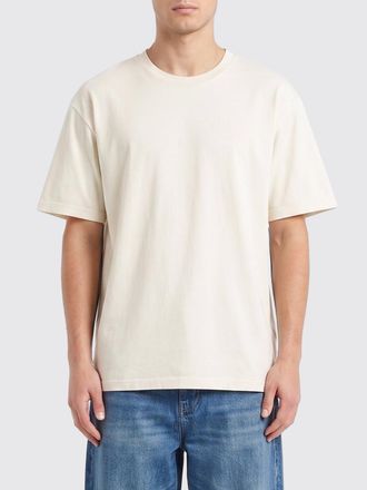 Amish T-shirt in cotone con spalle scese e scollo a girocollo dal taglio contemporaneo