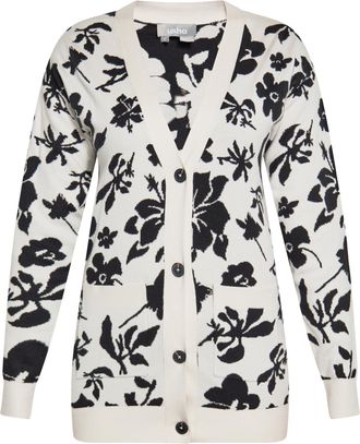 Usha Vest Dames wol wit zwart