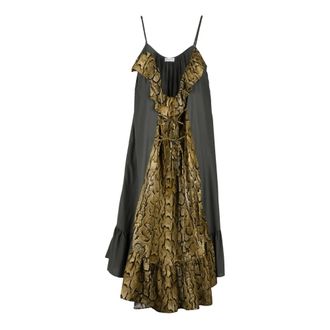 Dries Van Noten Longuette Crepe Jurk - Dames - Jurken - Groen - Maat: XS Zijde