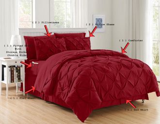 Elegant Comfort 8-pc Pintuck Pinch Comforter Set - Includes 4-pc Sheet Set With Sided Storage Pocket