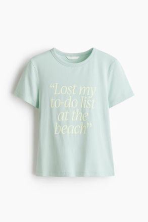 H&M Printed Viscose-blend T-shirt in Light Turquoise/lost at Nordstrom, Size X-Large