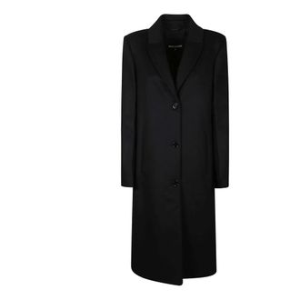 Patrizia Pepe Jassen, Dames, Zwart, XS, Wol, Essential Lange Jas